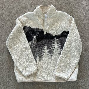 Old Navy Men's Cream Zip-Up Sherpa Sweater